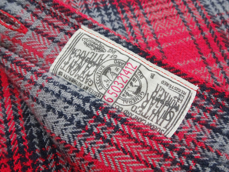 Sugar Cane Men's Vintage-Style Brushed Plaid Flannel Long-Sleeve Work Shirt - Fiction Romance Collection - 100% Cotton Herringbone Twill, Made in Japan (SC29584 165 Red)
