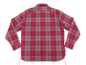 Sugar Cane Men's Vintage-Style Brushed Plaid Flannel Long-Sleeve Work Shirt - Fiction Romance Collection - 100% Cotton Herringbone Twill, Made in Japan (SC29584 165 Red)