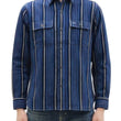 Load image into Gallery viewer, Sugar Cane Men&#39;s Indigo Vertical Multi-Stripe Long-Sleeve Work Shirt - Fiction Romance Collection - 100% Cotton, Inspired by Traditional Japanese Kimono Fabric, Made in Japan (SC29592 421A Navy)
