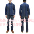 Load image into Gallery viewer, Sugar Cane Men&#39;s Indigo Vertical Multi-Stripe Long-Sleeve Work Shirt - Fiction Romance Collection - 100% Cotton, Inspired by Traditional Japanese Kimono Fabric, Made in Japan (SC29592 421A Navy)
