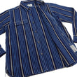 Load image into Gallery viewer, Sugar Cane Men&#39;s Indigo Vertical Multi-Stripe Long-Sleeve Work Shirt - Fiction Romance Collection - 100% Cotton, Inspired by Traditional Japanese Kimono Fabric, Made in Japan (SC29592 421A Navy)
