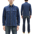 Load image into Gallery viewer, Sugar Cane Men&#39;s Indigo Vertical Multi-Stripe Long-Sleeve Work Shirt - Fiction Romance Collection - 100% Cotton, Inspired by Traditional Japanese Kimono Fabric, Made in Japan (SC29592 421A Navy)

