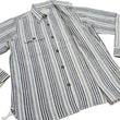 Load image into Gallery viewer, Sugar Cane Men&#39;s Indigo Vertical Multi-Stripe Long-Sleeve Work Shirt - Fiction Romance Collection - 100% Cotton, Inspired by Traditional Japanese Kimono Fabric, Made in Japan (SC29592 401A Off White)
