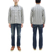 Load image into Gallery viewer, Sugar Cane Men&#39;s Indigo Vertical Multi-Stripe Long-Sleeve Work Shirt - Fiction Romance Collection - 100% Cotton, Inspired by Traditional Japanese Kimono Fabric, Made in Japan (SC29592 401A Off White)
