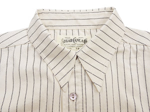Sugar Cane Men's Short Sleeve Ecru Wabash Stripe Work Shirt 8.5 oz Cotton Twill Made in Japan (Fiction Romance SC37275 401A One-Wash)