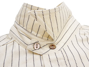 Sugar Cane Men's Short Sleeve Ecru Wabash Stripe Work Shirt 8.5 oz Cotton Twill Made in Japan (Fiction Romance SC37275 401A One-Wash)