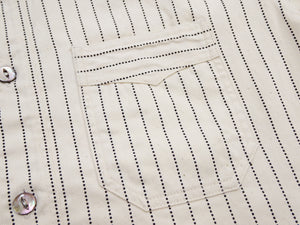 Sugar Cane Men's Short Sleeve Ecru Wabash Stripe Work Shirt 8.5 oz Cotton Twill Made in Japan (Fiction Romance SC37275 401A One-Wash)