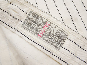 Sugar Cane Men's Short Sleeve Ecru Wabash Stripe Work Shirt 8.5 oz Cotton Twill Made in Japan (Fiction Romance SC37275 401A One-Wash)