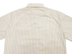 Sugar Cane Men's Short Sleeve Ecru Wabash Stripe Work Shirt 8.5 oz Cotton Twill Made in Japan (Fiction Romance SC37275 401A One-Wash)