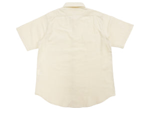 Sugar Cane Ecru Chambray Shirt Men's Casual Short Sleeve Plain Button Up Work Shirt SC37942 401 Ecru One Wash