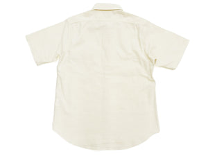 Sugar Cane Ecru Chambray Shirt Men's Casual Short Sleeve Plain Button Up Work Shirt SC37942 401 Ecru One Wash