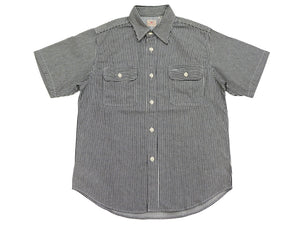 Sugar Cane Hickory Stripe Work Shirt - Men's Casual Short Sleeve Button Up Shirt SC37944 119 Black