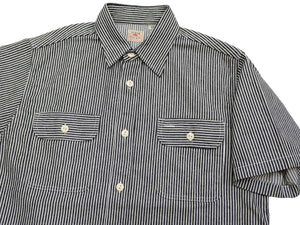 Sugar Cane Hickory Stripe Work Shirt - Men's Casual Short Sleeve Button Up Shirt SC37944 119 Black