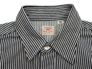 Sugar Cane Hickory Stripe Work Shirt - Men's Casual Short Sleeve Button Up Shirt SC37944 119 Black