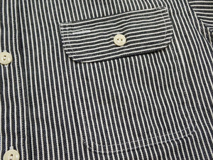 Sugar Cane Hickory Stripe Work Shirt - Men's Casual Short Sleeve Button Up Shirt SC37944 119 Black