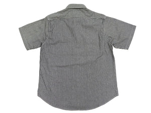 Sugar Cane Hickory Stripe Work Shirt - Men's Casual Short Sleeve Button Up Shirt SC37944 119 Black