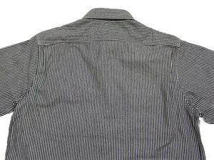 Sugar Cane Hickory Stripe Work Shirt - Men's Casual Short Sleeve Button Up Shirt SC37944 119 Black
