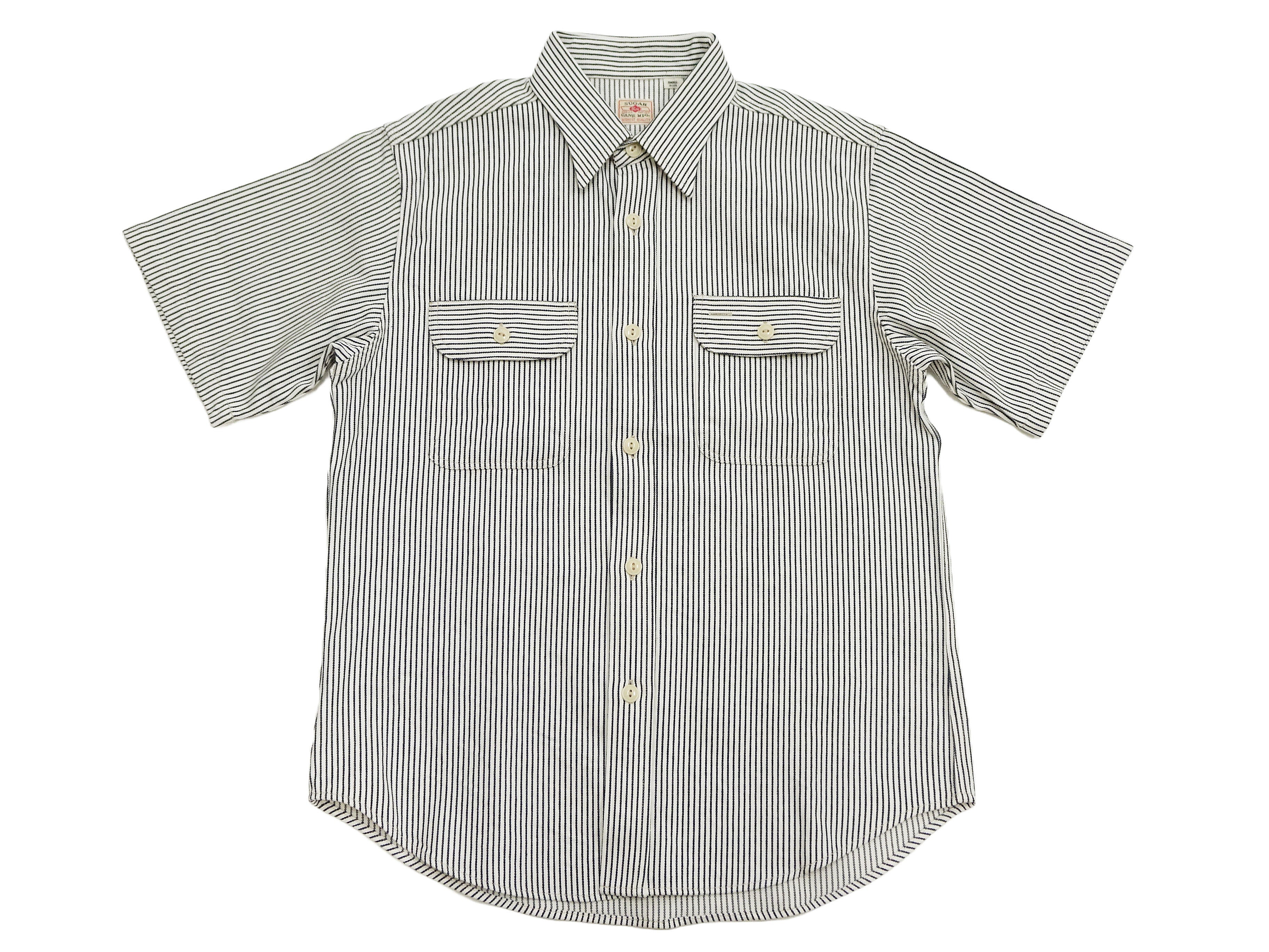 Sugar Cane Hickory Stripe Work Shirt - Men's Casual Short Sleeve