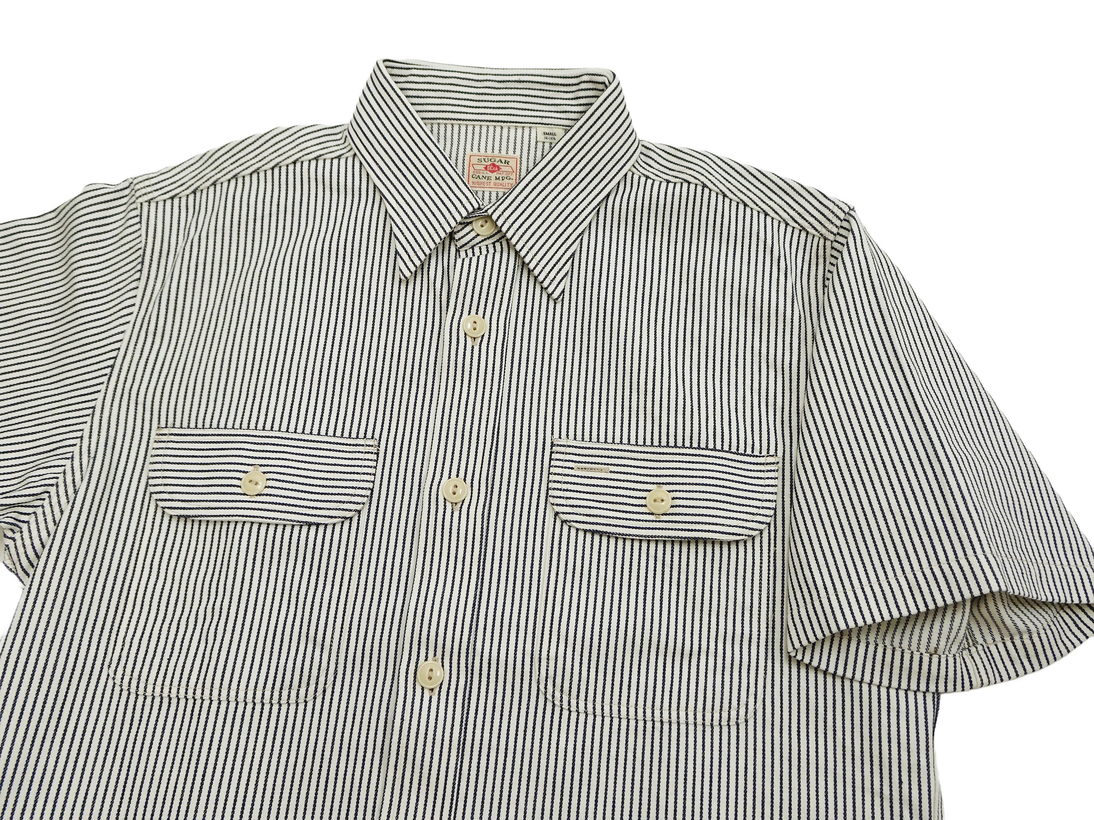 Sugar Cane Hickory Stripe Work Shirt - Men's Casual Short Sleeve