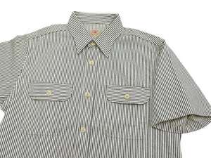 Sugar Cane Hickory Stripe Work Shirt - Men's Casual Short Sleeve Button Up Shirt SC37944 105 Off-White