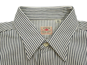 Sugar Cane Hickory Stripe Work Shirt - Men's Casual Short Sleeve Button Up Shirt SC37944 105 Off-White