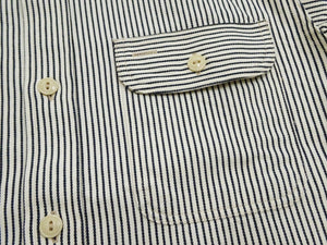 Sugar Cane Hickory Stripe Work Shirt - Men's Casual Short Sleeve Button Up Shirt SC37944 105 Off-White
