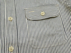 Sugar Cane Hickory Stripe Work Shirt - Men's Casual Short Sleeve Button Up Shirt SC37944 105 Off-White