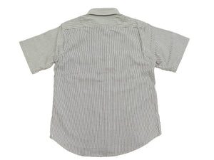 Sugar Cane Hickory Stripe Work Shirt - Men's Casual Short Sleeve Button Up Shirt SC37944 105 Off-White