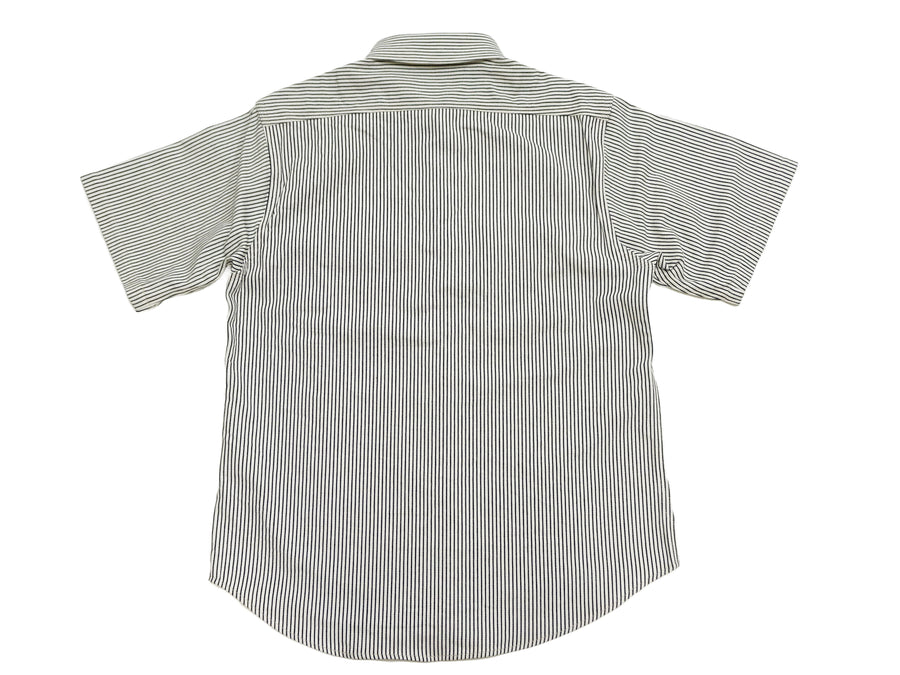 Sugar Cane Hickory Stripe Work Shirt - Men's Casual Short Sleeve Button Up Shirt SC37944 105 Off-White