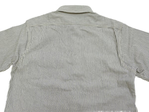Sugar Cane Hickory Stripe Work Shirt - Men's Casual Short Sleeve Button Up Shirt SC37944 105 Off-White