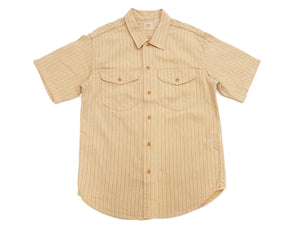 Sugar Cane Coke Stripe Work Shirt - Men's Casual Short Sleeve Pinstripe Button Up Shirt SC38699 133 Beige