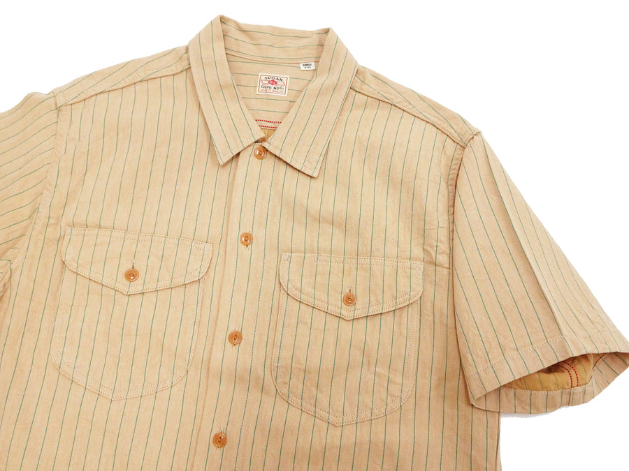 Sugar Cane Coke Stripe Work Shirt - Men's Casual Short