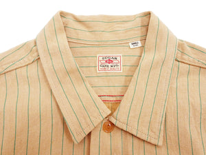 Sugar Cane Coke Stripe Work Shirt - Men's Casual Short Sleeve Pinstripe Button Up Shirt SC38699 133 Beige