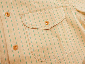 Sugar Cane Coke Stripe Work Shirt - Men's Casual Short Sleeve Pinstripe Button Up Shirt SC38699 133 Beige