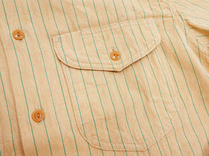 Sugar Cane Coke Stripe Work Shirt - Men's Casual Short Sleeve Pinstripe Button Up Shirt SC38699 133 Beige