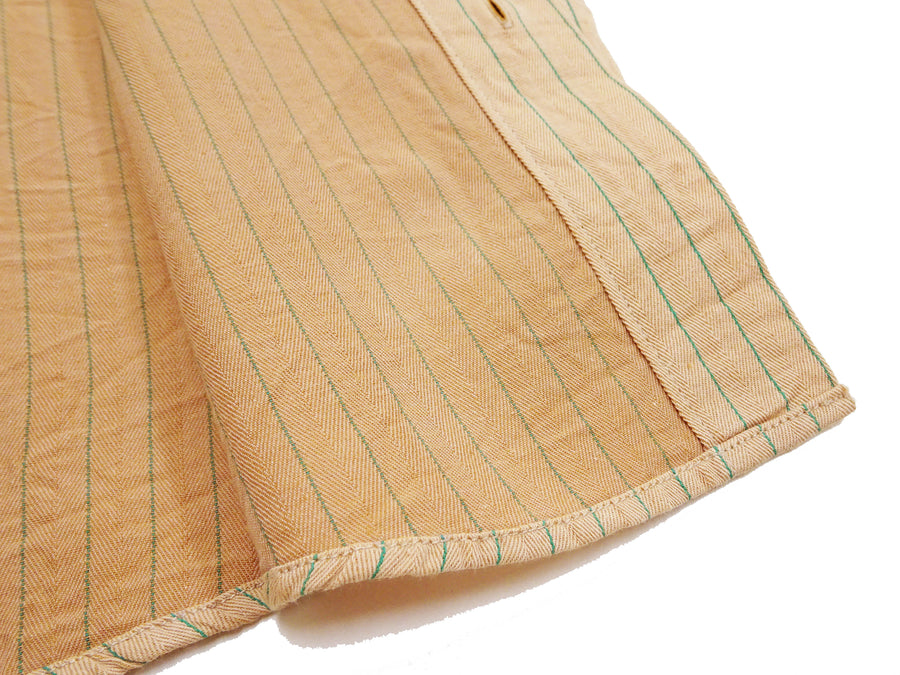 Sugar Cane Coke Stripe Work Shirt - Men's Casual Short Sleeve Pinstripe Button Up Shirt SC38699 133 Beige