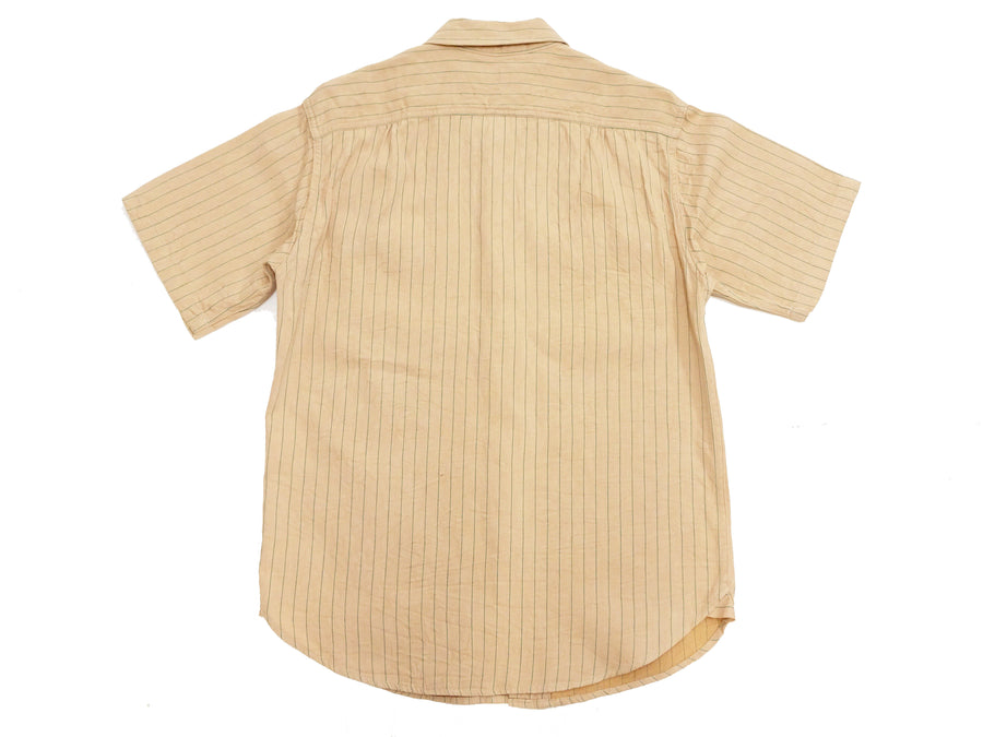 Sugar Cane Coke Stripe Work Shirt - Men's Casual Short Sleeve Pinstripe Button Up Shirt SC38699 133 Beige