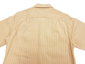 Sugar Cane Coke Stripe Work Shirt - Men's Casual Short Sleeve Pinstripe Button Up Shirt SC38699 133 Beige