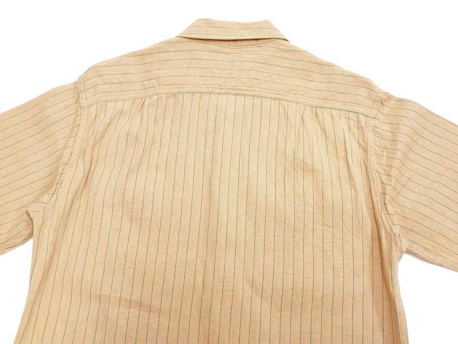 Sugar Cane Coke Stripe Work Shirt - Men's Casual Short Sleeve Pinstripe Button Up Shirt SC38699 133 Beige