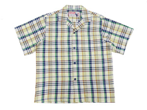 Sugar Cane Madras Shirt Men's Resort Collar Short Sleeve Casual Plaid Button Up Shirt SC39123 133 Beige