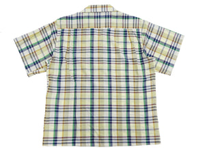 Sugar Cane Madras Shirt Men's Resort Collar Short Sleeve Casual Plaid Button Up Shirt SC39123 133 Beige