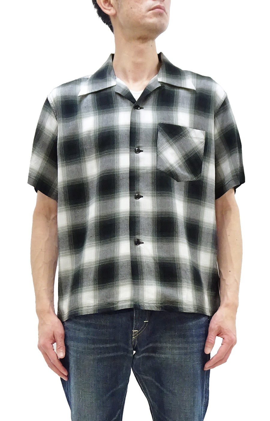 Sugar Cane Rayon Ombre Plaid Shirt Men's Oversized Fit Resort 