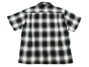 Sugar Cane Rayon Ombre Plaid Shirt Men's Oversized Fit Resort Collar Short Sleeve Casual Button Up Shirt SC39297 105 Off-White/Black