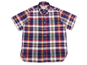 Sugar Cane Madras Shirt Men's Casual Button-Down Collar Short Sleeve Plaid Button Up Shirt SC39299 165 RED