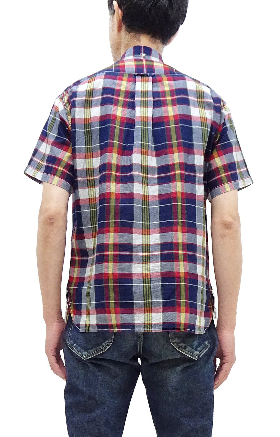 Sugar Cane Madras Shirt Men's Casual Button-Down Collar Short Sleeve Plaid Button Up Shirt SC39299 165 RED