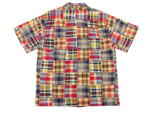 Sugar Cane Madras Patchwork Shirt Men's Casual Resort Collar Short Sleeve Plaid Button Up Shirt SC39300 133 Beige