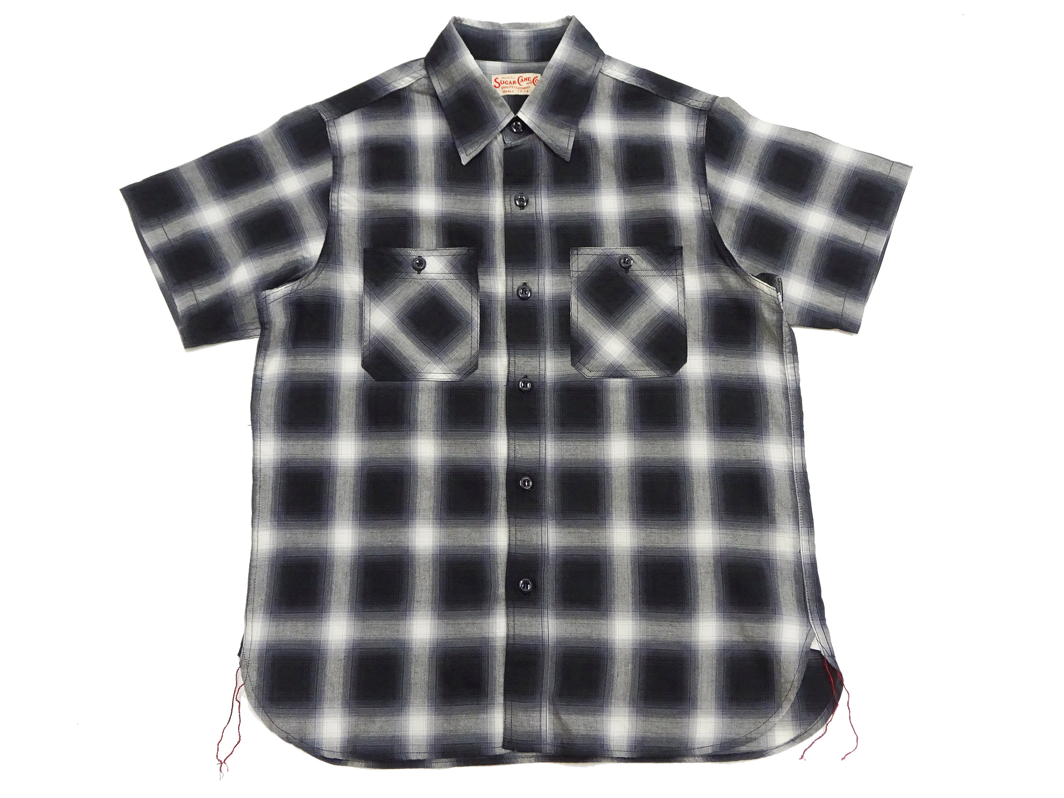 Sugar Cane Ombre Plaid Work Shirt Men's Casual Vintage-Style Short
