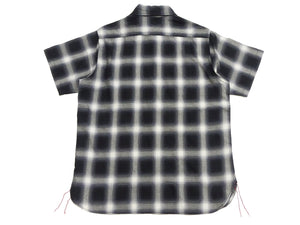 Sugar Cane Ombre Plaid Work Shirt Men's Casual Vintage-Style Short Sleeve Check Button Up Shirt SC39519 119 Black