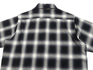 Sugar Cane Ombre Plaid Work Shirt Men's Casual Vintage-Style Short Sleeve Check Button Up Shirt SC39519 119 Black