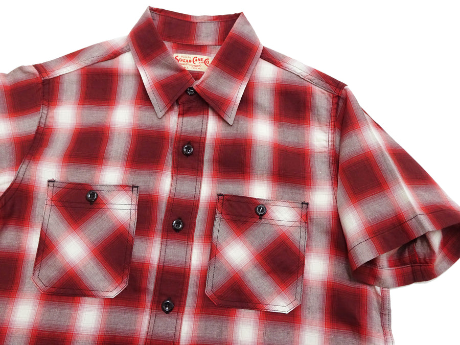 Sugar Cane Ombre Plaid Work Shirt Men's Casual Vintage-Style
